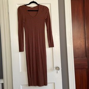 Mimi Maternity Striped Bodycon Midi